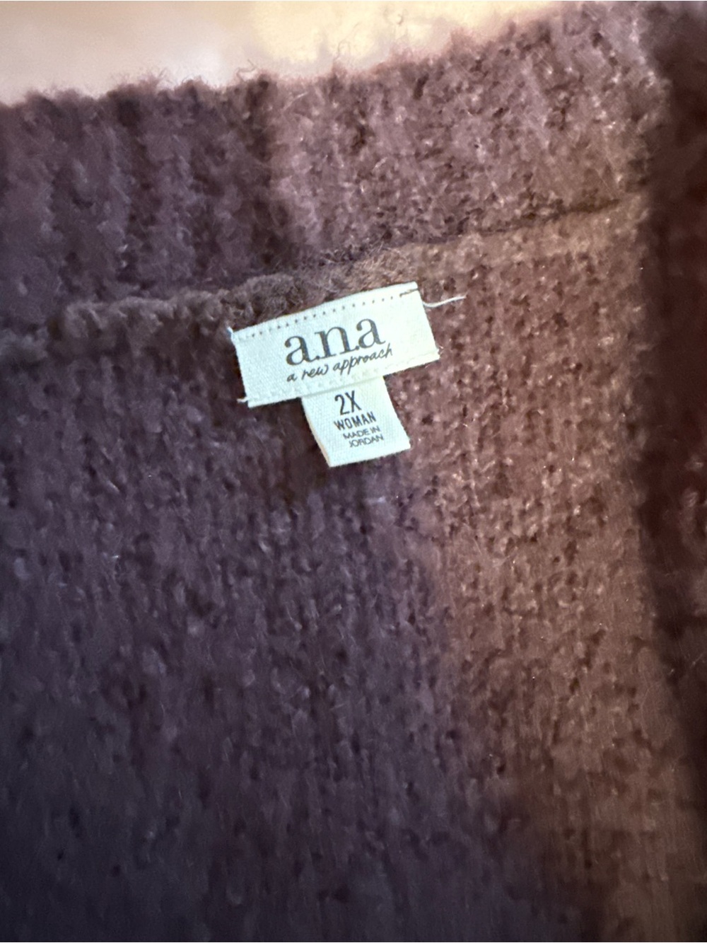 A.N.A Plush Open-Front Women’s Sweater Cardigan — Dusty Plum - 2x - Picture 2 of 2